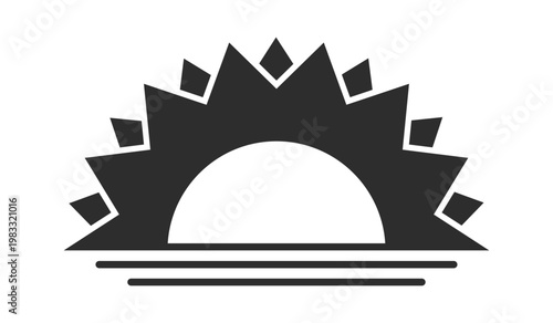 Sun Rising Over Horizon Silhouette Logo
