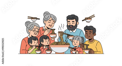 happy family having a meal together at the table