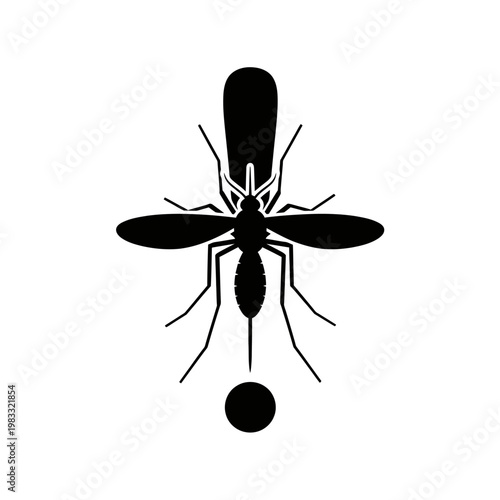 Mosquito and Exclamation Mark Warning Icon Illustration