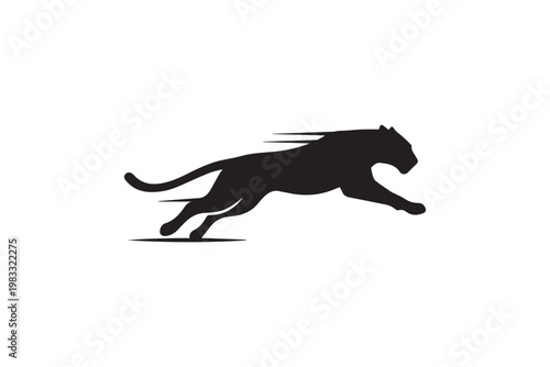 Running panther silhouette logo for sports team and high speed performance brand identity