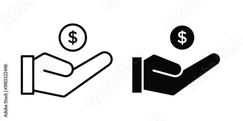 Borrower icon outline style. Black solid silhouette style icons