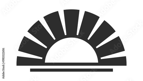 Sunrise Half Sun Rays Badge Symbol