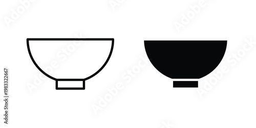 Bowl icon outline style. Black solid silhouette style icons