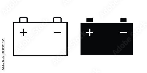 Car Battery icon outline style. Black solid silhouette style icons
