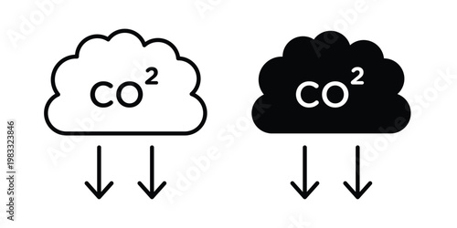 carbon reduction icon outline style. Black solid silhouette style icons