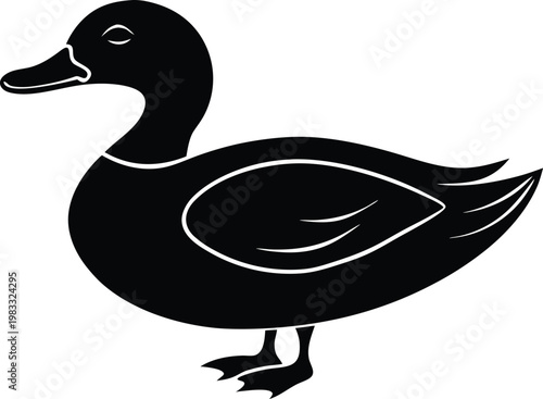 Duck bird waterfowl silhouette standing side profile