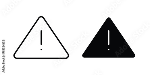 Caution Attention icon outline style. Black solid silhouette style icons