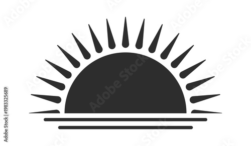 Sunrise Horizon Rays Silhouette Logo