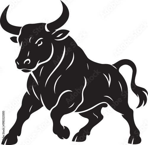 Black Bull Icon Side View.