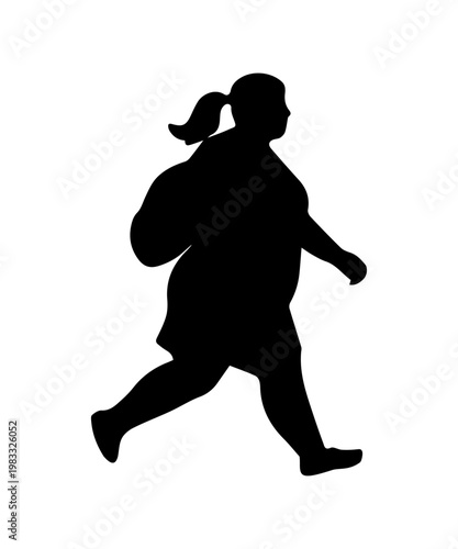 Overweight woman silhouette showing body positivity and diversity