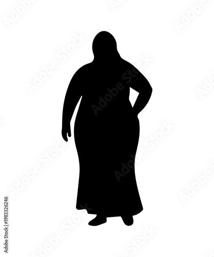 Overweight woman silhouette showing body positivity and diversity