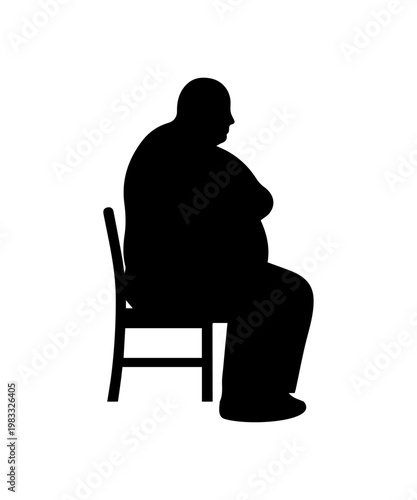 Overweight man silhouette sitting on chair, representing body positivity