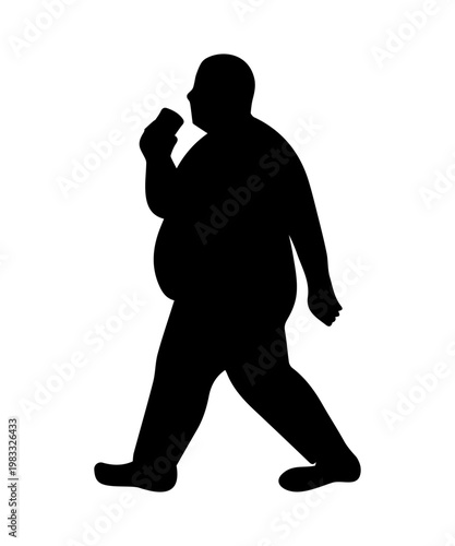 Overweight man silhouette showing body positivity and diversity