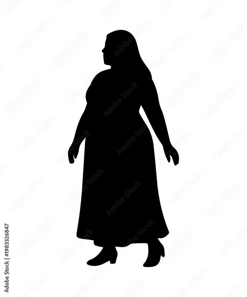 Naklejka premium Overweight woman silhouette showing body positivity and diversity