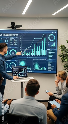 Business presentation with data analysis and financial insights.