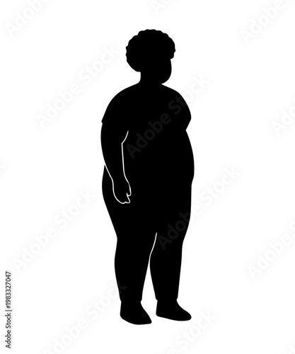 Overweight afro woman silhouette showing body positivity and diversity