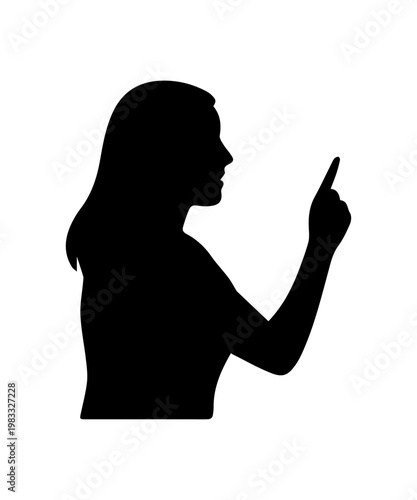 Woman silhouette pointing on somebody
