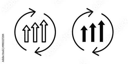 Continuous improvement icon outline style. Black solid silhouette style icons