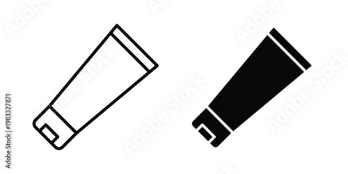 Cosmetic tube icon outline style. Black solid silhouette style icons