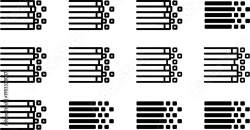 Barcode symbols in rows on white background for scanning purposes
