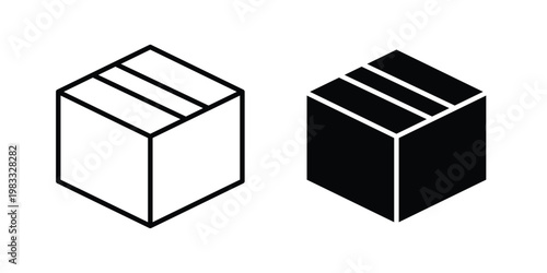 Courier box icon outline style. Black solid silhouette style icons