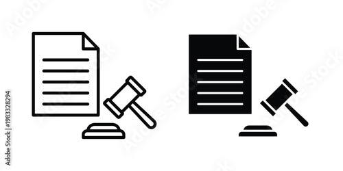 Court decision icon outline style. Black solid silhouette style icons