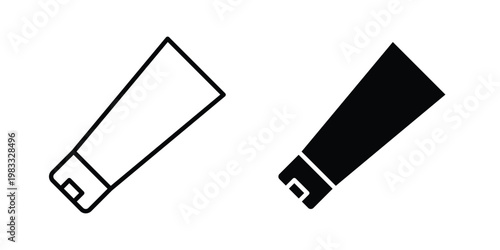 Cream tube icon outline style. Black solid silhouette style icons