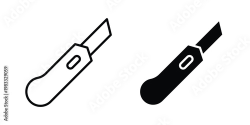 Cutter Knife icon outline style. Black solid silhouette style icons