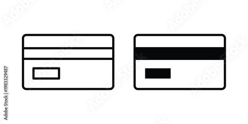 debit card icon outline style. Black solid silhouette style icons
