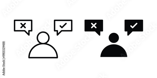 Decision icon outline style. Black solid silhouette style icons