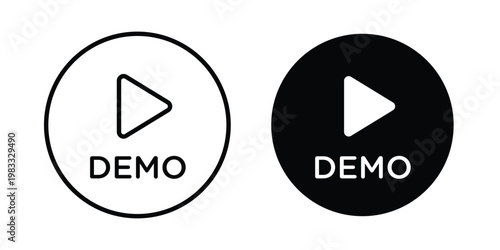Demo video icon outline style. Black solid silhouette style icons