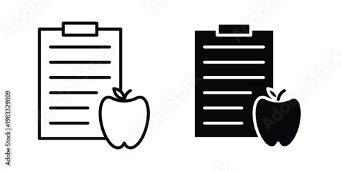 Diet plan icon outline style. Black solid silhouette style icons
