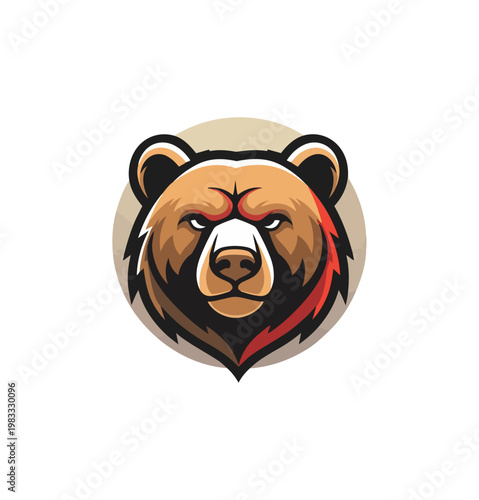 Stylized grizzly bear head vector illustration