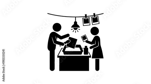 Iconic Silhouette of Photo Development Process