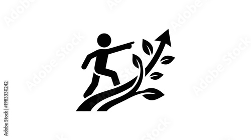 Person Pointing Towards Growth and Development