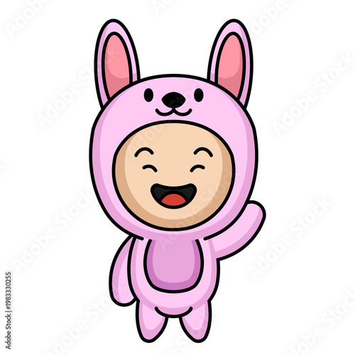 Illustration of character wearing rabbit costume mascot.