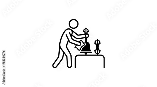 Person Cleaning Religious Bell Icon