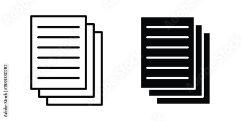 Document papers pile icon outline style. Black solid silhouette style icons