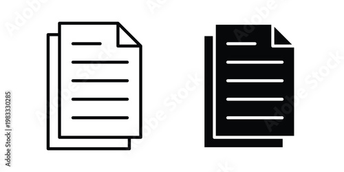 Document icon outline style. Black solid silhouette style icons