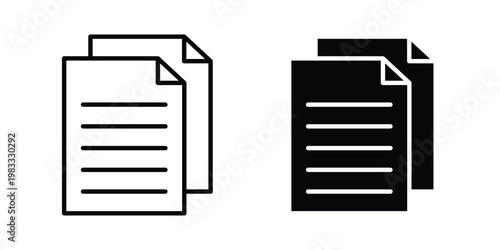 Documents icon outline style. Black solid silhouette style icons