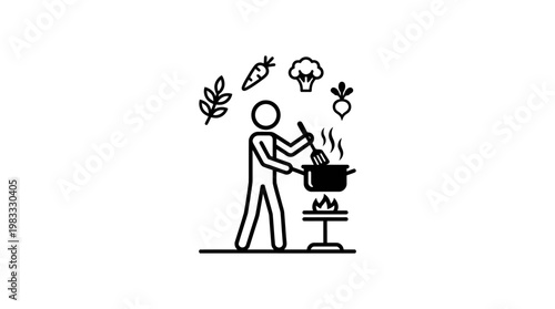 Cooking Icon with Vegetables in a Pot