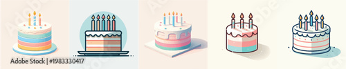 Birthday Cake Vector Illustrations