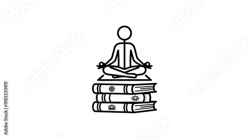 Meditating Figure on Top of Books