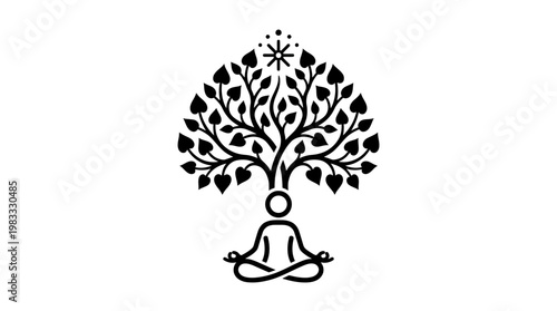 Meditating Figure Under a Tree of Enlightenment