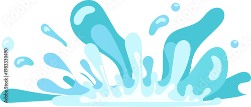 Abstract Blue Water Splash Droplet Stream