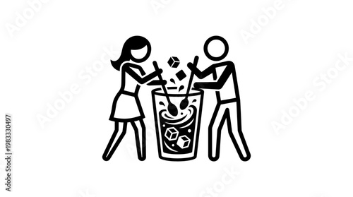 People Making Cocktails in a Highball Glass