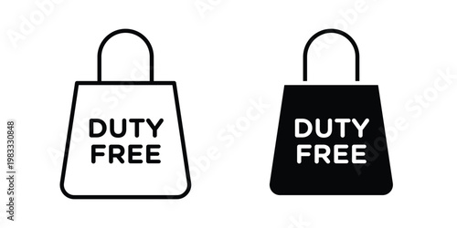 Duty free icon outline style. Black solid silhouette style icons