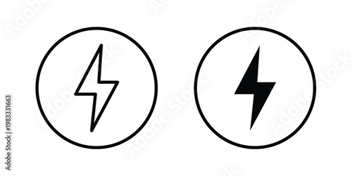 Energy icon outline style. Black solid silhouette style icons