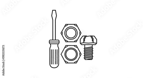 Screwdriver and hardware tools.