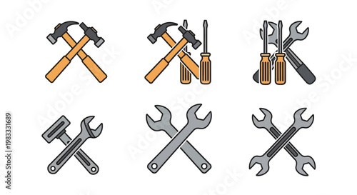 Tools icons with wrenches and hammers.